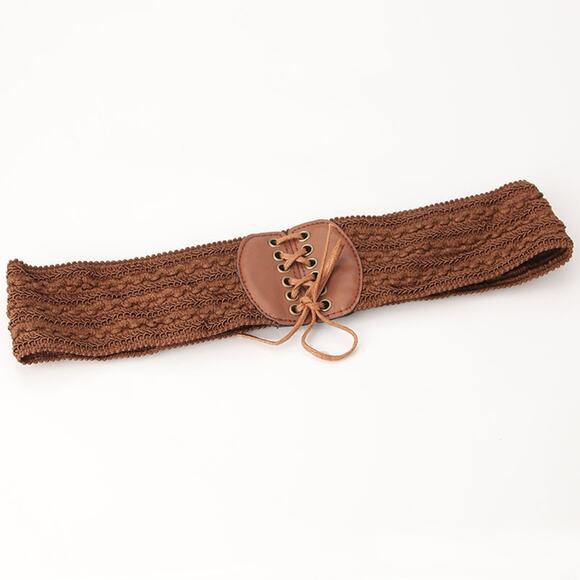 2/$30 Belt Lace Up Wrap Around Waist Camel Brown Boho Gypsy Cinched Woven Cute - Picture 3 of 9